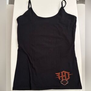 Harley‑Davidson Black Camisole with Orange Logo
